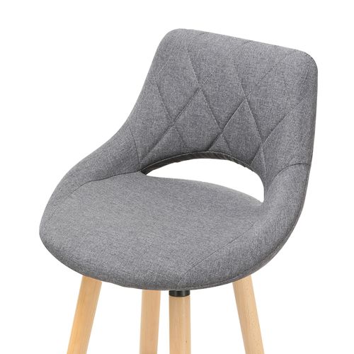 Lot De 2 Tabouret De Bar-en Lin Et Bois Massif-siège Bien Rembourré-43x43x91cm-gris Foncé