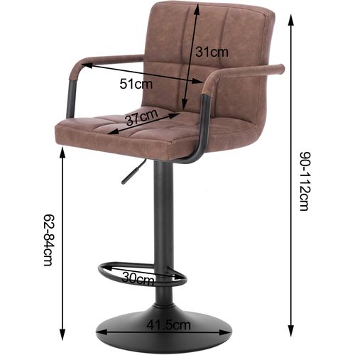 Lot De 2 Tabourets De Bar-siège Bien En Similicuir-pieds En Acier-Brun Foncé