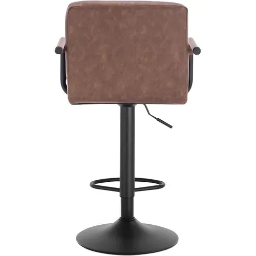 Lot De 2 Tabourets De Bar-siège Bien En Similicuir-pieds En Acier-Brun Foncé