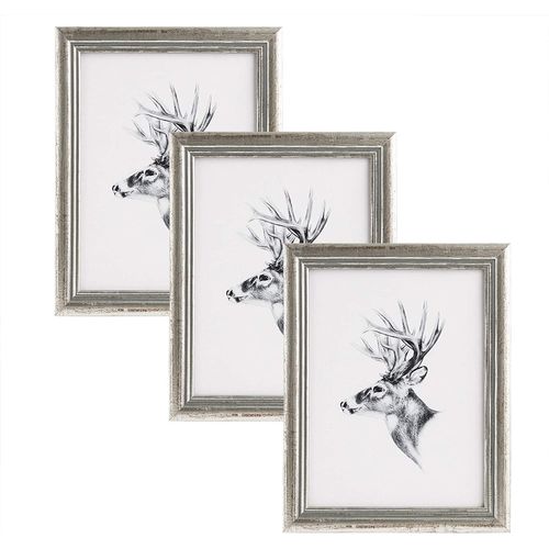 Set De 3 Cadre Photo. Argent. 21x29.7cm. En Bois Et Verre.cadre Décoration Pour La Maison.