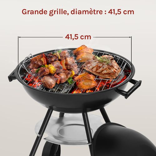Barbecue Au Charbon De Bois.Grill BBQ Avec Roues. 44x73cm. Utilisé Pour Jardin Ou Camping.Noir