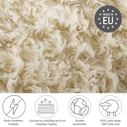 Tapis Flokati Grec Original Flokos 1250 60x90 Cm - Crème