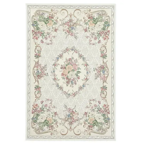 Tapis Floral Tissé Plat Flomi 70x120 Cm - Beige