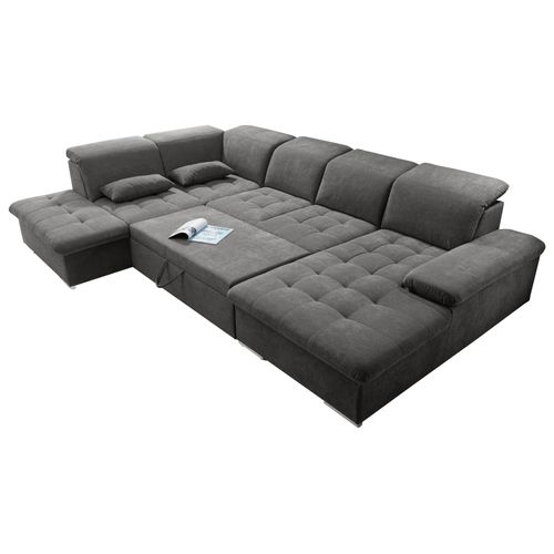 Canapé panoramique convertible gauche WAYNE gris anthracite