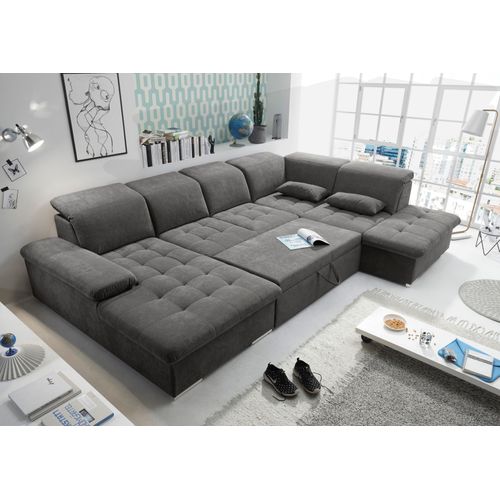 Canapé panoramique convertible droit WAYNE gris anthracite