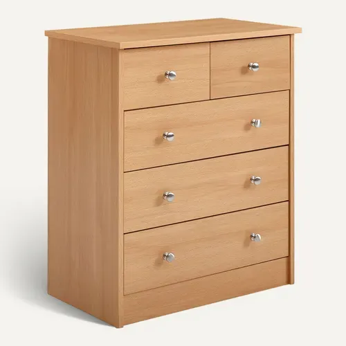 Commode 60x70x35cm Avec 5 Tiroirs Bois Étagère Fermée