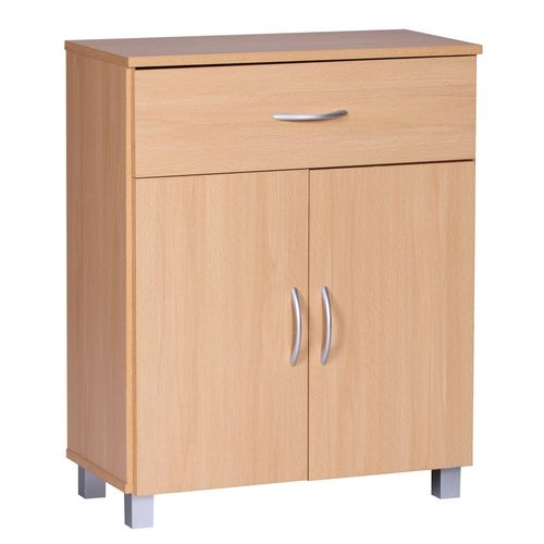 Meuble De Rangement 60x75x30 cm 2 Portes Et 1 Tiroir Bois Étagère Fermée