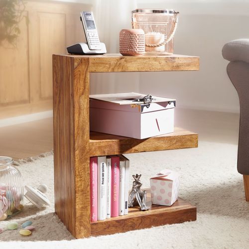 Table D'appoint Bois Massif 45x60x30 Cm Bout De Canapé Table De Salon Sheesham