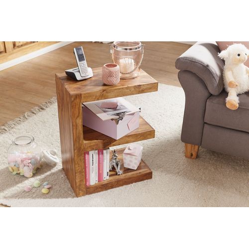 Table D'appoint Bois Massif 45x60x30 Cm Bout De Canapé Table De Salon Sheesham