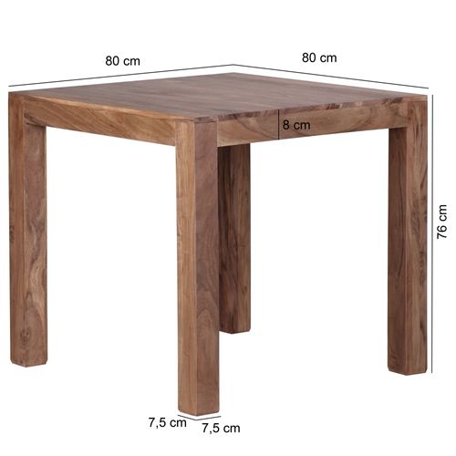 Table De Salle à Manger 80x76x80 Cm Bois Massif Table De Cuisine Acacia