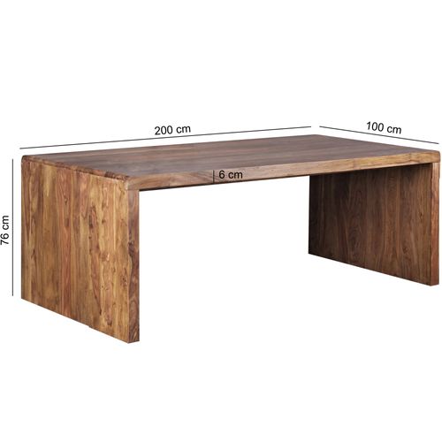 Bureau 200 Cm Table D’ordinateur Bois Massif Sheesham Table De Travail