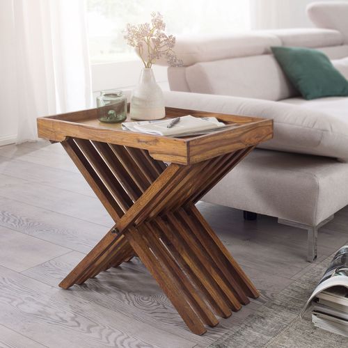 Table D'appoint Bois Massif 60x57x40 Cm Bout De Canapé Table De Salon