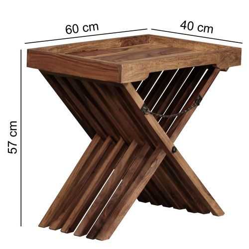 Table D'appoint Bois Massif 60x57x40 Cm Bout De Canapé Table De Salon