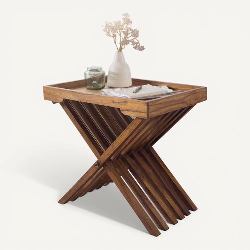 Table D'appoint Bois Massif 60x57x40 Cm Bout De Canapé Table De Salon