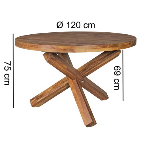 Table De Salle à Manger Cuisine 120 Cm Bois Massif Petite Ronde Moderne Sheesham