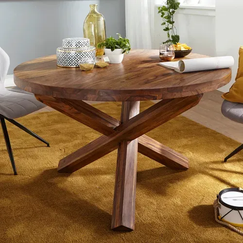 Table De Salle à Manger Cuisine 120 Cm Bois Massif Petite Ronde Moderne Sheesham