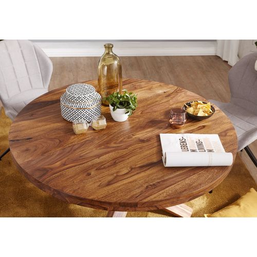 Table De Salle à Manger Cuisine 120 Cm Bois Massif Petite Ronde Moderne Sheesham