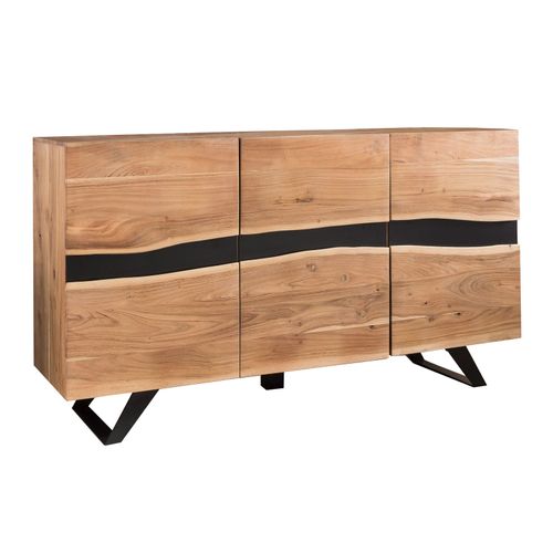 Buffet 148 Cm Bois Massif D’acacia Commode Armoire Portes Bord D'arbre