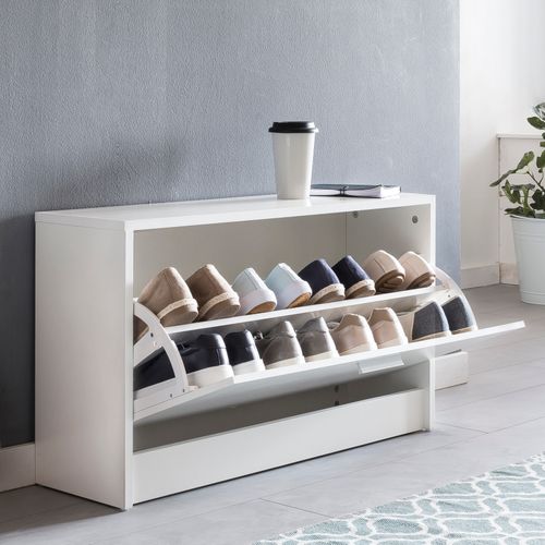 Banc De Rangement à Chaussure Entrée 80x47x24 Cm Étagère à Chaussures Blanc