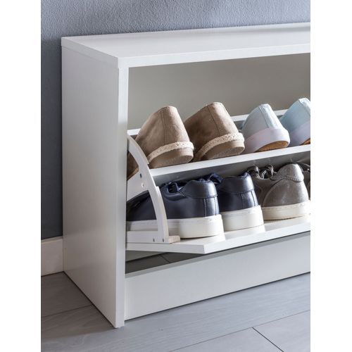Banc De Rangement à Chaussure Entrée 80x47x24 Cm Étagère à Chaussures Blanc