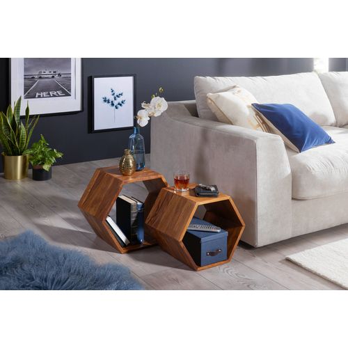 Tables Gigogne Bois Massif Table D'appoint Lot De 2 Table Basse Ensemble Sheesham