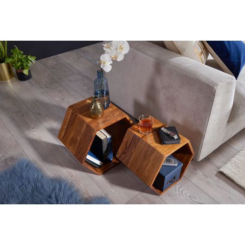 Tables Gigogne Bois Massif Table D'appoint Lot De 2 Table Basse Ensemble Sheesham