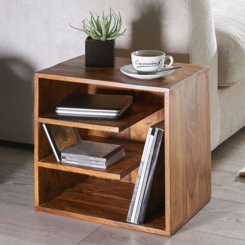Table D'appoint Bois Massif 43x43x30 Cm Bout De Canapé Table De Salon