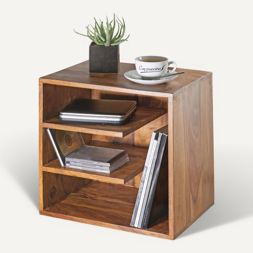 Table D'appoint Bois Massif 43x43x30 Cm Bout De Canapé Table De Salon
