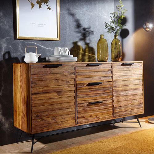 Buffet 160 Cm Bois Massif Sheesham Commode Portes Armoire Industriel