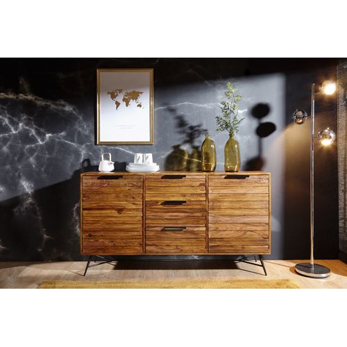 Buffet 160 Cm Bois Massif Sheesham Commode Portes Armoire Industriel
