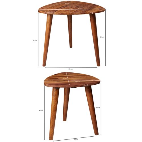 Tables Gigogne Bois Massif Table D'appoint Lot De 2 Table Basse Ensemble Sheesham