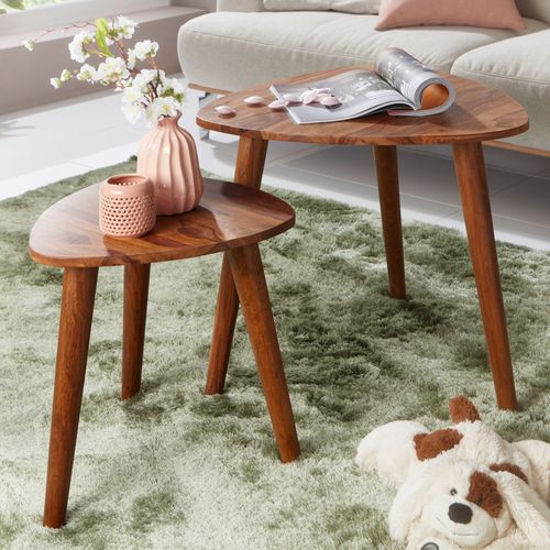Tables Gigogne Bois Massif Table D'appoint Lot De 2 Table Basse Ensemble Sheesham