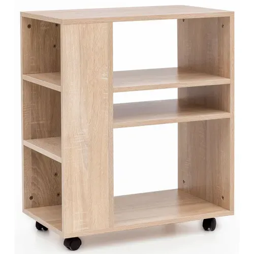 Étagère De Rangement Roulette 60x75x35 Cm Bibliothèque Ouverte Salon Gris