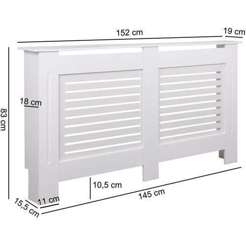 Cache radiateur Blanc Moderne 152x83x19 cm