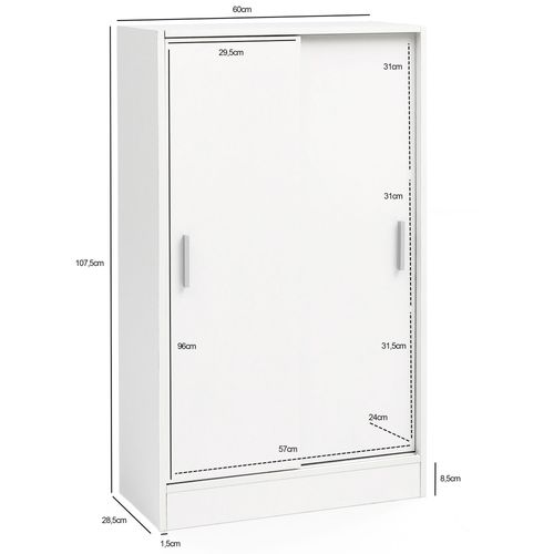 Armoire Avec 2 Portes 60x107,5x28,5 Cm Blanche Cabinet