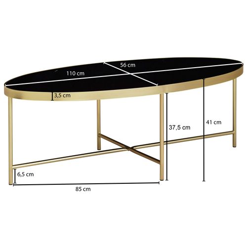 Table Basse En Verre Noir Table De Salon Ovale 110 X 56 Table En Verre Or