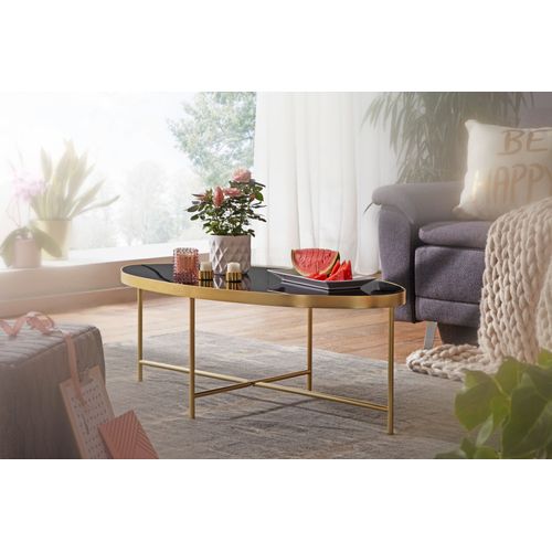 Table Basse En Verre Noir Table De Salon Ovale 110 X 56 Table En Verre Or