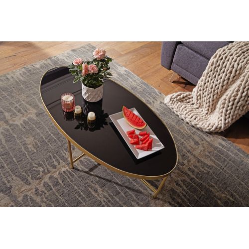 Table Basse En Verre Noir Table De Salon Ovale 110 X 56 Table En Verre Or