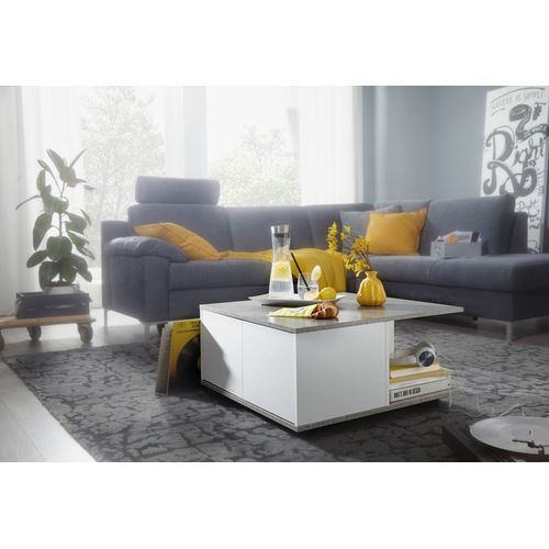 Table Basse 70x70 Cm Table De Salon Table Basse Avec 2 Tiroirs Gris