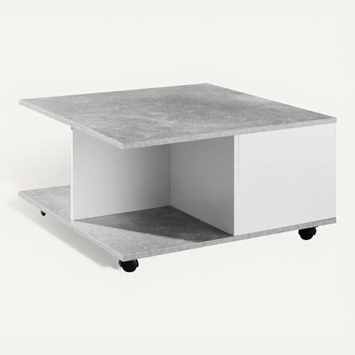 Table Basse 70x70 Cm Table De Salon Table Basse Avec 2 Tiroirs Gris