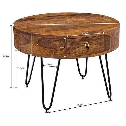 Table Basse Bois Massif 60 Cm Table De Salon Table Basse Ronde Étagère