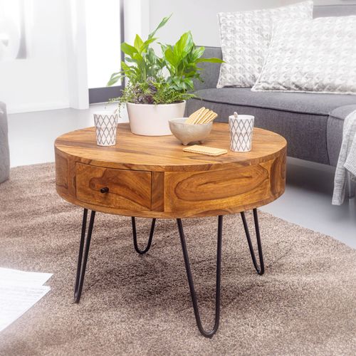 Table Basse Bois Massif 60 Cm Table De Salon Table Basse Ronde Étagère