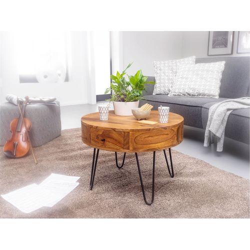 Table Basse Bois Massif 60 Cm Table De Salon Table Basse Ronde Étagère