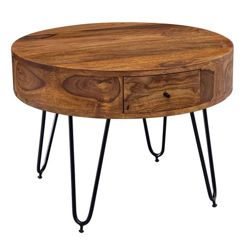 Table Basse Bois Massif 60 Cm Table De Salon Table Basse Ronde Étagère
