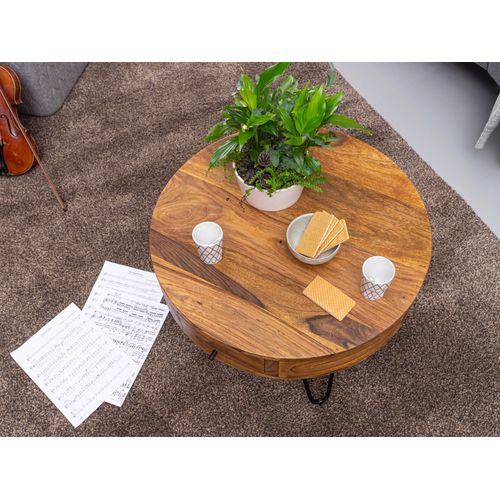 Table Basse Bois Massif 60 Cm Table De Salon Table Basse Ronde Étagère