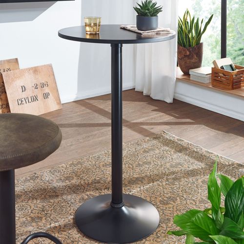 Table De Bar Table Haute Noire D. 60 Cm Table Bistrot Métal / Bois Table Ronde