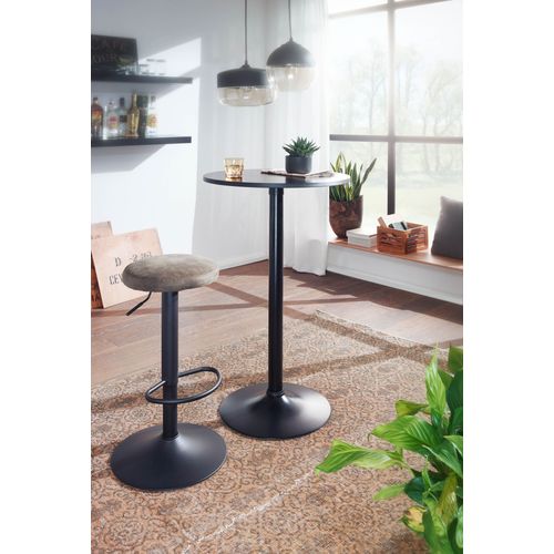 Table De Bar Table Haute Noire D. 60 Cm Table Bistrot Métal / Bois Table Ronde