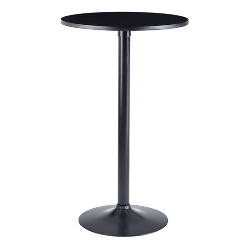 Table De Bar Table Haute Noire D. 60 Cm Table Bistrot Métal / Bois Table Ronde