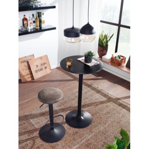 Table De Bar Table Haute Noire D. 60 Cm Table Bistrot Métal / Bois Table Ronde