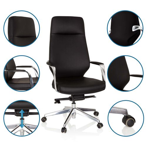 Fauteuil De Bureau Velvet Simili Noir Accoudoirs Fournis, Surface Toucher Doux "softpad"